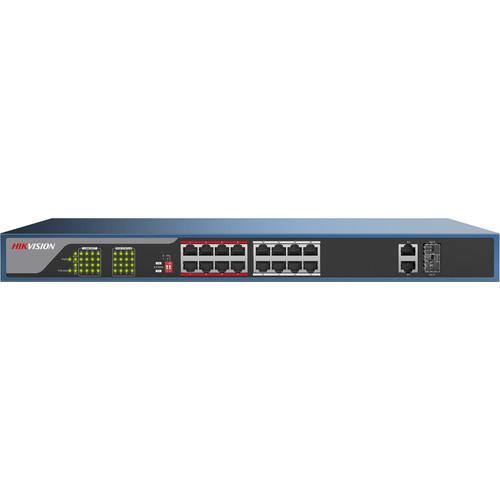 Hikvision Web-Managed PoE Switch with 16 PoE Electrical Ports and Two Combo Ports