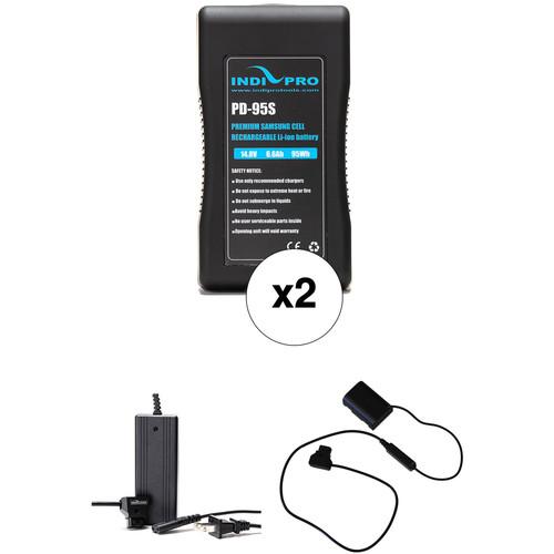 IndiPRO Tools 2 x PD-95S 95Wh V-Mount Batteries, Charger & GH5 4 3 Dummy Battery Kit