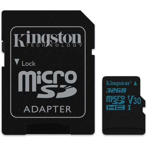 Kingston 32GB Canvas Go! UHS-I microSDHC Memory Card with SD Adapter