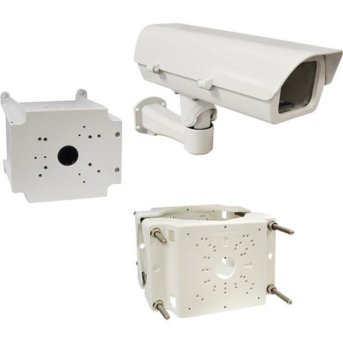 ACTi PMAX-0508 Pole Mount with PMAX-0704 Junction Box and PMAX-0203 Bracket & Heavy-Duty Outdoor Housing for Select Box Cameras