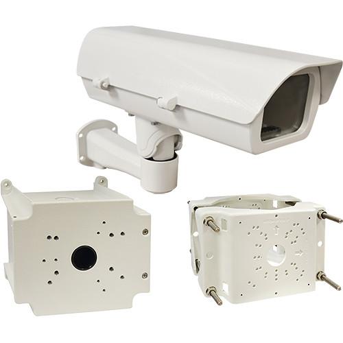 ACTi Pole Mount, Junction Box & PoE Heavy-Duty Outdoor Camera Housing with Bracket Combo Kit