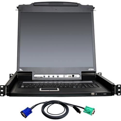 ATEN 8-Port PS 2-USB VGA LCD KVM over IP Switch Kit with 8 USB KVM Cables