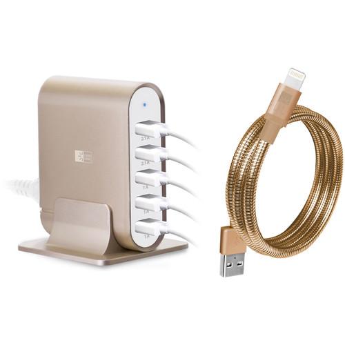 Case Logic 7.1A Five-Port USB Charging Station with Spiral Lightning Cable Kit