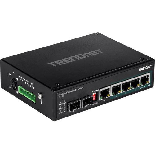 TRENDnet TI-PG62 6-Port Hardened Industrial Gigabit PoE DIN-Rail Switch