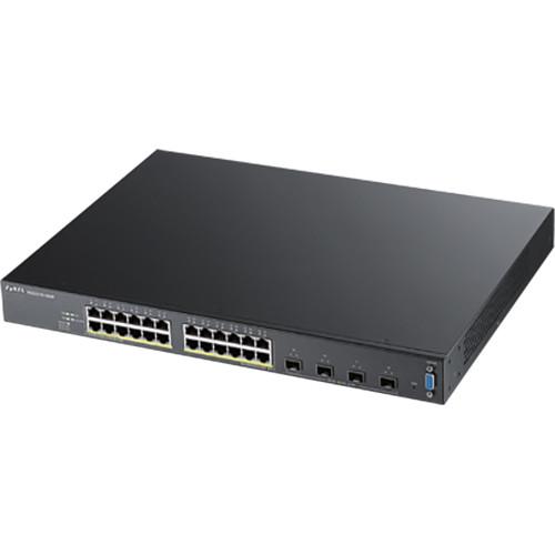 ZyXEL 24-Port 100 1000 Mb s and 4-Port 10GbE SFP L2 PoE Switch with 10GbE Uplink