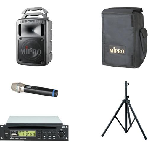 MIPRO SchoolAssembly 190W Bluetooth Portable PA System with Wireless Handheld Microphone, CD Player, and Speaker Stand