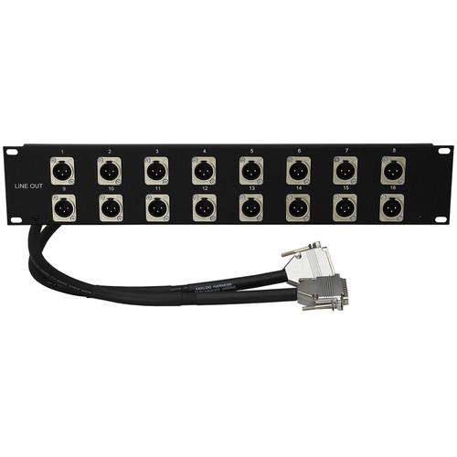 Pro Co Sound 2 RU Labeled Panel with 16 W 16 DMN XLR Male to Dual 25-Pin Sub-D Male Connectors 3