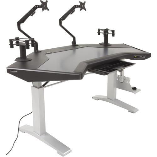 Argosy Halo.G Sit-Stand Workstation with Accessory Tray, Two Monitor Arms, Speaker Mount, and CPU Shelf