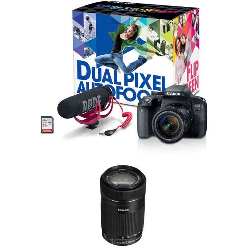 Canon EOS Rebel T7i DSLR Camera with 18-55mm and 55-250mm Lenses Video Creator Kit
