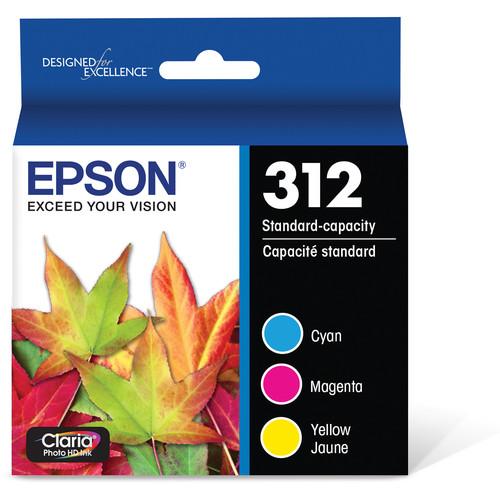 Epson T312 Cyan, Magenta, and Yellow Claria Photo HD Ink Cartridge Multi-Pack with Sensormatic