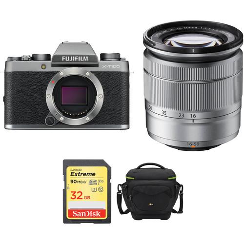 FUJIFILM X-T100 Mirrorless Digital Camera with 16-50mm Lens and Accessories Kit