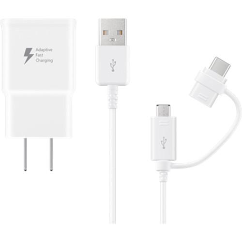 Samsung Fast Charge Travel Charger with Micro-USB and USB Type-C Combo Cable