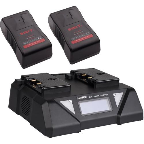 SWIT Dual 240Wh, 15A Gold Mount Batteries & 2-Channel Fast Charger Kit