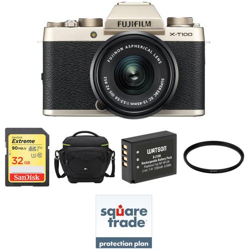 FUJIFILM X-T100 Mirrorless Digital Camera with 15-45mm Lens and Deluxe Accessory Kit