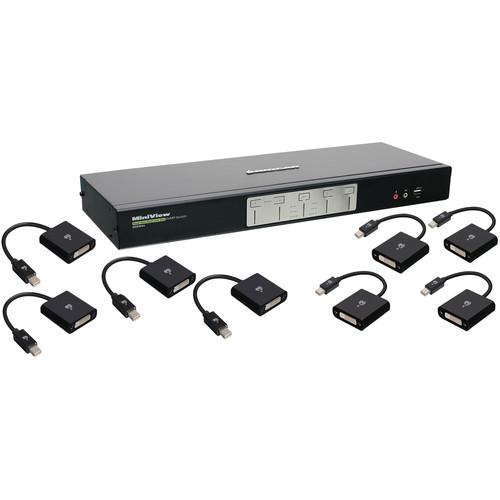 IOGEAR 4-Port Dual View Dual-Link DVI KVMP Switch with Audio Kit with Eight Mini DisplayPort Adapters