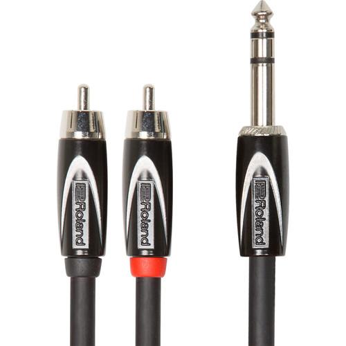 Roland Black Series 1 4" TRS Plug to Two RCA Interconnect Y-Cable