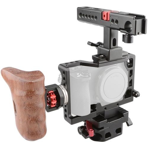 CAMVATE Camera Cage with QR Baseplate and Rotating NATO Top Handle for Sony a6500