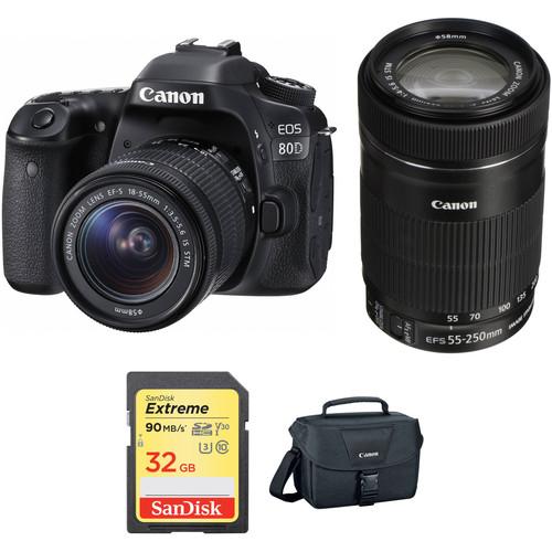 Canon EOS 80D DSLR Camera with 18-55mm and 55-250mm Lenses Kit
