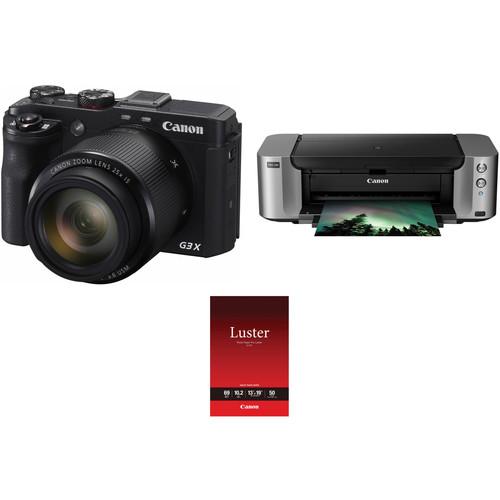 Canon PowerShot G3 X Digital Camera with PIXMA PRO-100 Inkjet Printer Kit
