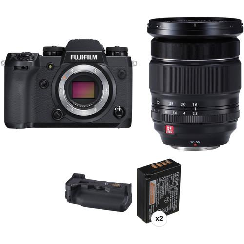 FUJIFILM X-H1 Mirrorless Digital Camera with 16-55mm Lens and Battery Grip Kit