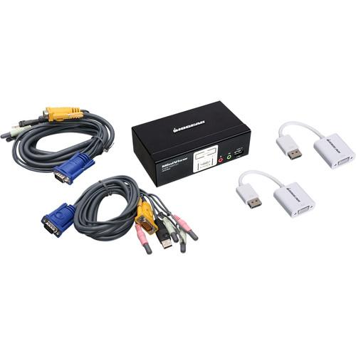 IOGEAR Miniview KVM Switch Kit with Two DisplayPort Adapters