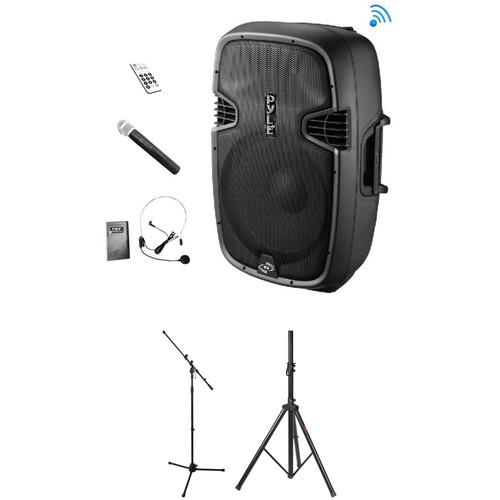 Pyle Pro PPHP109WMU 10" 2-Way Bluetooth PA Loudspeaker Kit with Wireless Mics and Stands