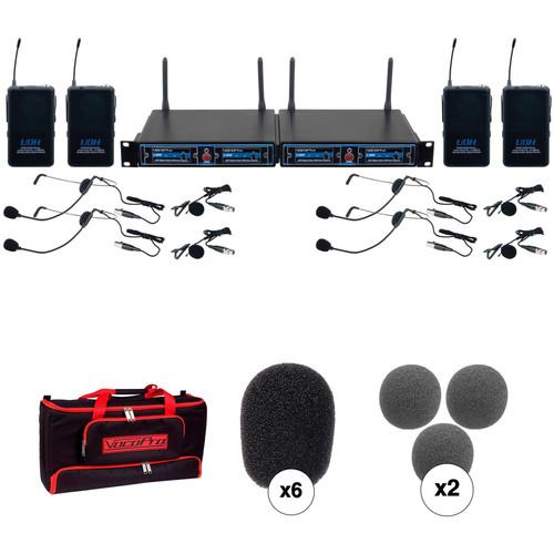 VocoPro UDH-Play 4 Four-Channel UHF Headset and Lapel Wireless Microphone Kit