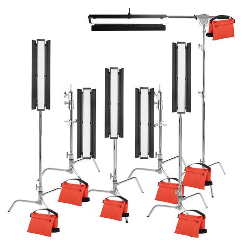 Genaray Hex Lighting 36" Soft Strip 6-Light Pro Kit with C-Stands