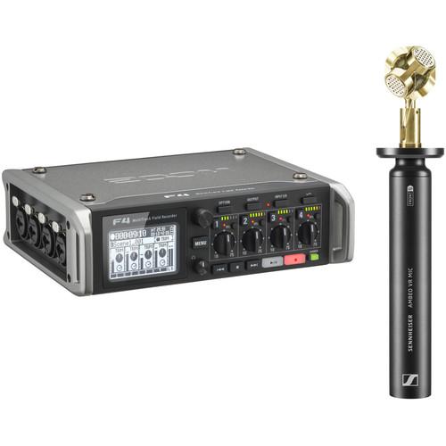 Zoom F4 Field Recorder Kit with Sennheiser AMBEO VR 3D Microphone