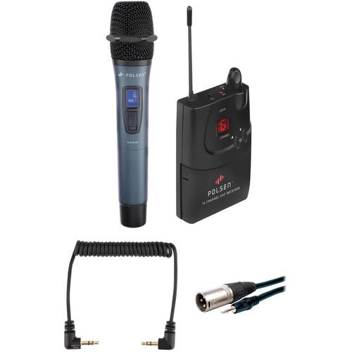 Polsen Handheld Wireless Microphone with Camera-Mount Receiver Kit