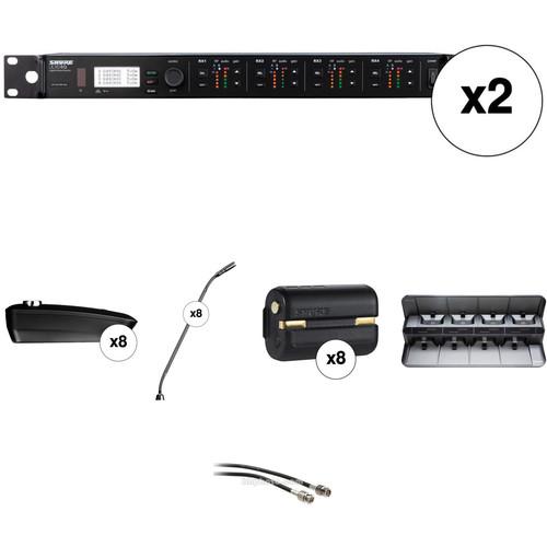 Shure ULXD4Q 8-Channel Wireless Receiver with 15" Gooseneck Microphone Kit