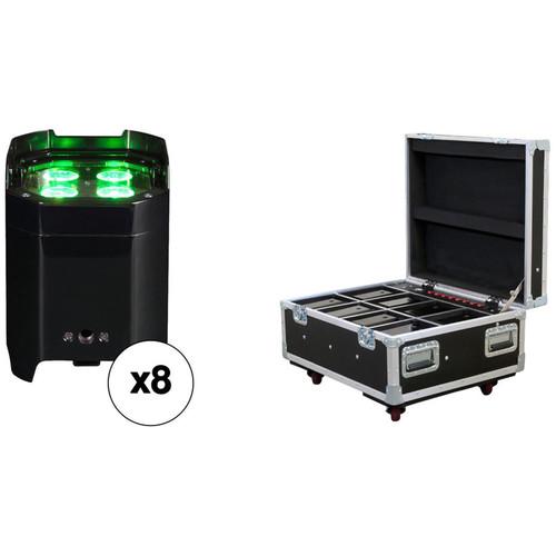 American DJ Element Hex IP Kit with 8 Battery-Powered Fixtures and Charging Case
