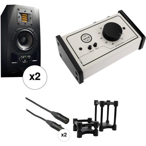 Adam Professional Audio A3X 4.5" Studio Monitors, Isolators, and Monitor Controller Kit