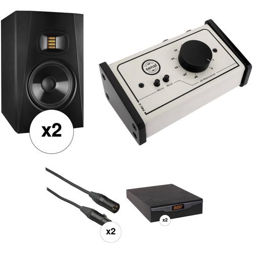 Adam Professional Audio T7V 7" Studio Monitors, Isolation Pads, and Monitor Controller Kit