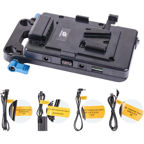 DigitalFoto Solution Limited V-Mount Power Plate with USB, 7.2V, 12V, and D-Tap Outputs and 15mm Rod Clamp