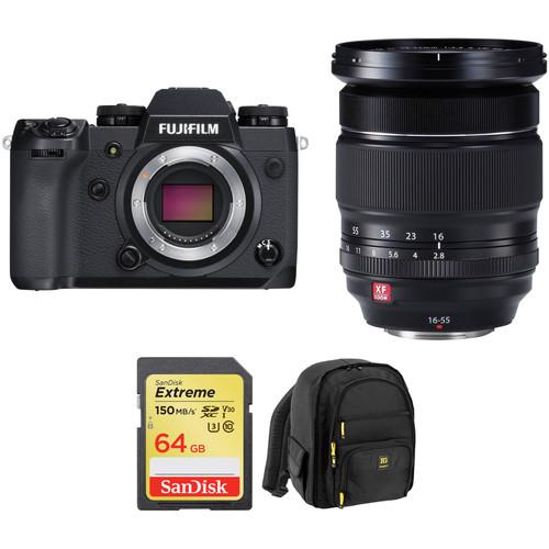 FUJIFILM X-H1 Mirrorless Digital Camera with 16-55mm Lens and Memory Card Kit