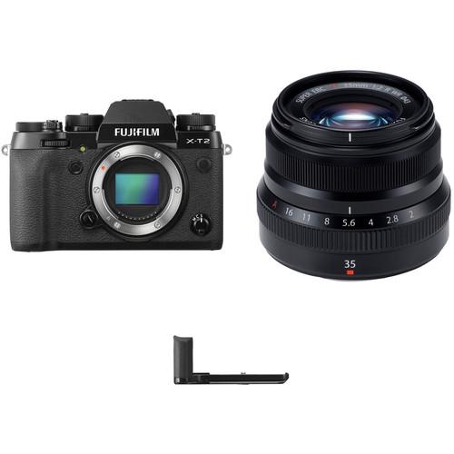 FUJIFILM X-T2 Mirrorless Digital Camera with 35mm f 2 Lens and Hand Grip Kit