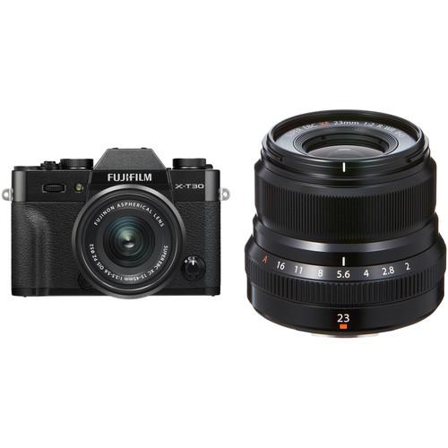 FUJIFILM X-T30 Mirrorless Digital Camera with 15-45mm and 23mm f 2 Lenses