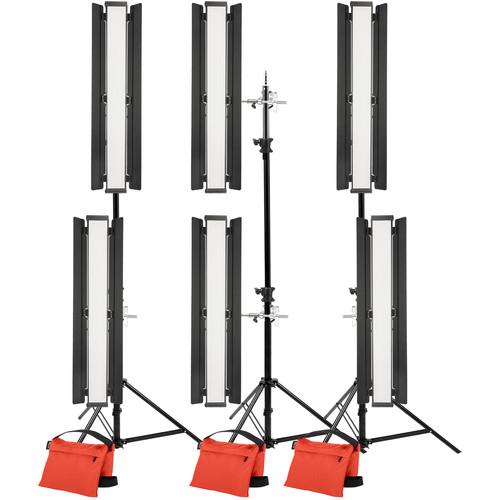 Genaray Stacked Lighting 36" Soft Strip 6-Light Standard Kit with Light Stands