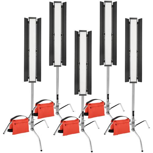 Genaray Triangle with Edge Lighting 36" Soft Strip 5-Light Pro Kit with C-Stands