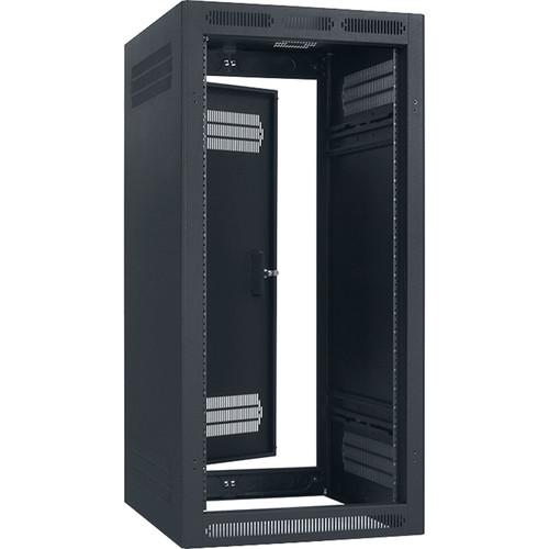Lowell Manufacturing Rack-Enclosed-24U, 22" Deep, 1-Pair Adustable Rails, Rear Door