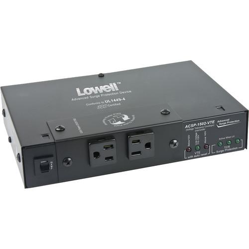 Lowell Manufacturing Compact Surge Suppressor-15A, 2 Outlets, Over Under Protection, Detachable Cord
