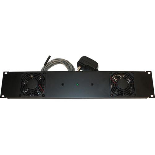 Lowell Manufacturing DC Fan Panel: 2U, 2-3.15"n Fan,Universal Power Supply 4 Adaptors Thermostat Probe