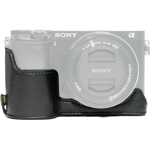 MegaGear Ever Ready Leather Half-Bottom Camera Case for Sony Alpha a5100