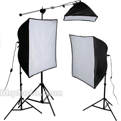 Smith-Victor KSB-1250 3-Light 1250 Watt Economy SoftBox Kit with Mini Boom