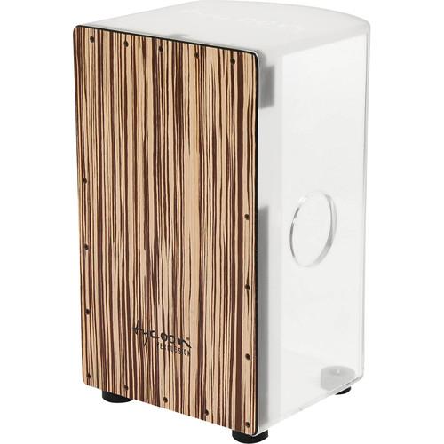 Tycoon Percussion Clear Acrylic Body White Zebrano Frontplate Cajon