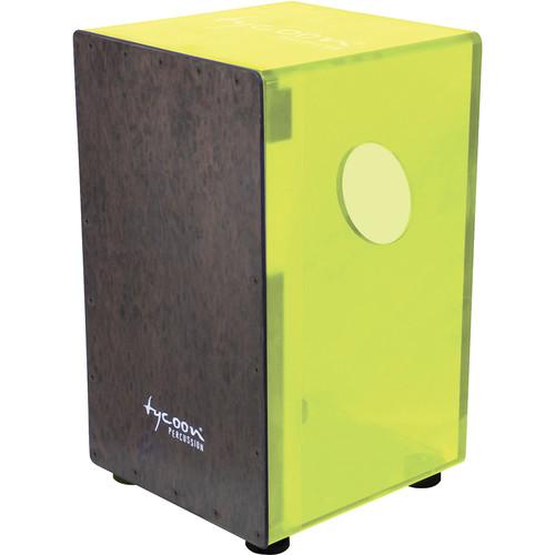 Tycoon Percussion Neon Green Acrylic Body Black Makah Burl Frontplate Cajon