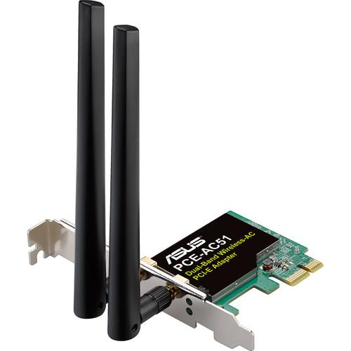 ASUS Wireless AC750 PCIe Dual-Band 802.11ac Wi-Fi Card, ASUS, Wireless, AC750, PCIe, Dual-Band, 802.11ac, Wi-Fi, Card