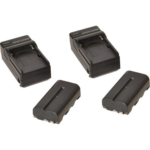 Bescor 2 x NPF-Style Non-Decoded 7.4V 2200mAh Battery & Universal 18W Automatic Battery Charger Kit