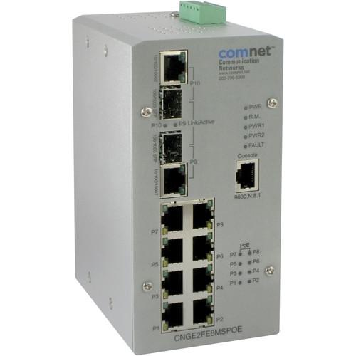COMNET Environmentally Hardened Managed Ethernet Switch with 8 x 10 100TX & 2 x 10 100 1000TX RJ45 or 100 1000 FX SFP Ports